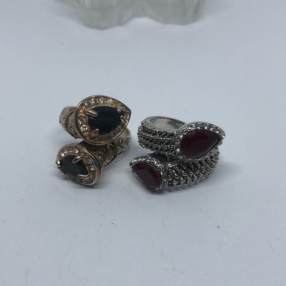 BUNDLE lot two statement wrap look ring costume trendy - Picture 3 of 7